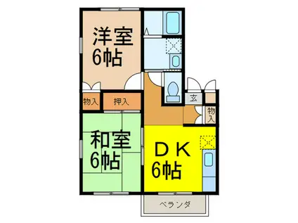 エステートピア・U2号棟(2DK/2階)の間取り写真