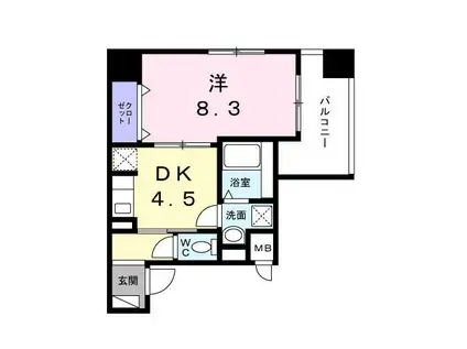 ヒカルサ久里浜(1DK/3階)の間取り写真