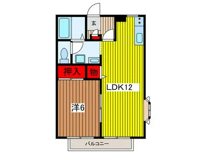 ラヴィール中郷A(1LDK/2階)の間取り写真