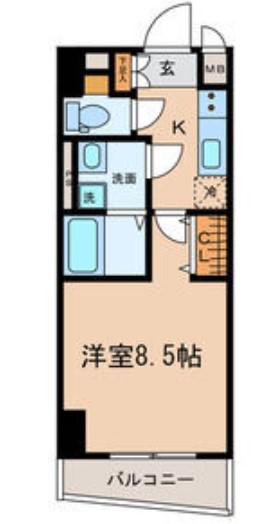 ゲートウェイ尾頭橋(1K/4階)の間取り写真