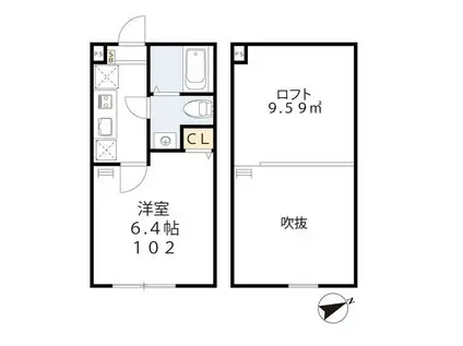 SEADO新百合ヶ丘B号棟(1K/1階)の間取り写真