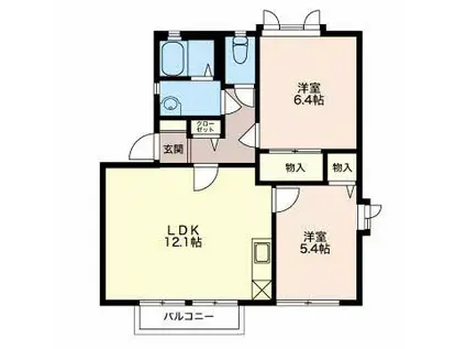 ディアス東光(2LDK/2階)の間取り写真