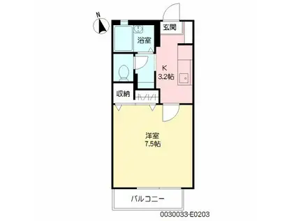 サンクチュアリー久留米V(1K/2階)の間取り写真