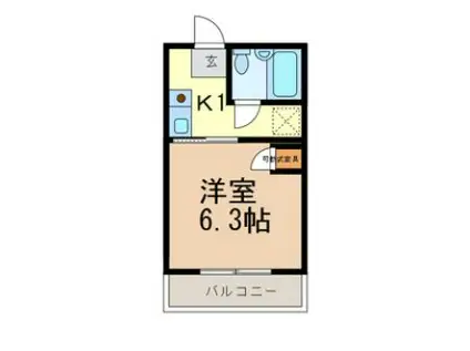 ベルメゾン(1K/2階)の間取り写真