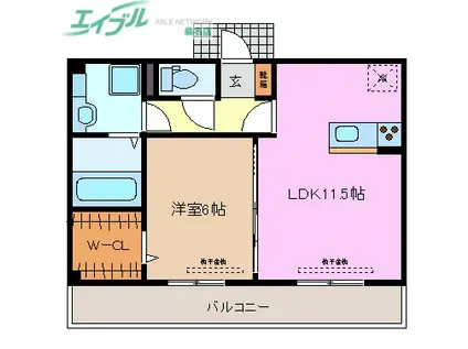 コンフィアンス(1LDK/3階)の間取り写真