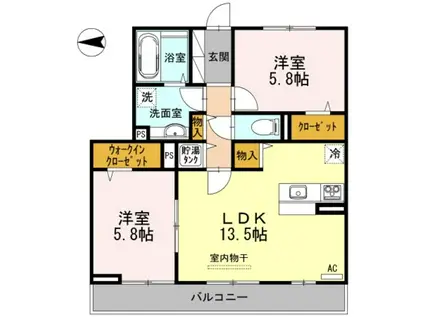 D-ROOM・SKII(2LDK/2階)の間取り写真