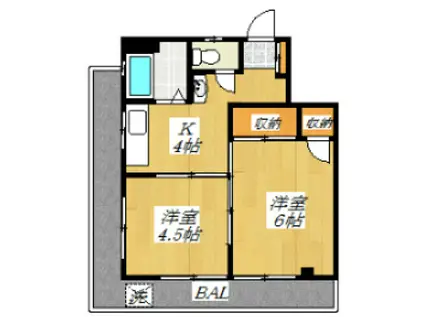 佐々木マンション(2K/3階)の間取り写真