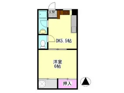 ドルフィン松福(1DK/4階)の間取り写真