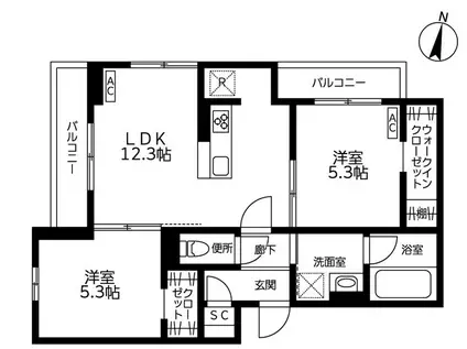 THE APARTMENT ACE 5(2LDK/3階)の間取り写真