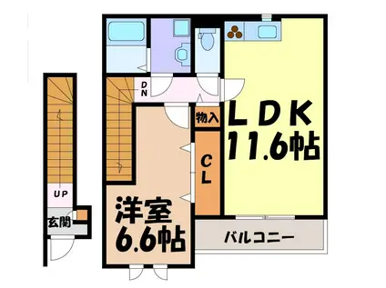 地下鉄上飯田線 上飯田駅 徒歩8分 2階建 築16年(1LDK/2階)の間取り写真