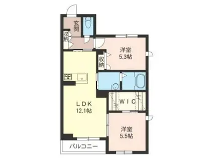 シャーメゾン キヨ(2LDK/1階)の間取り写真