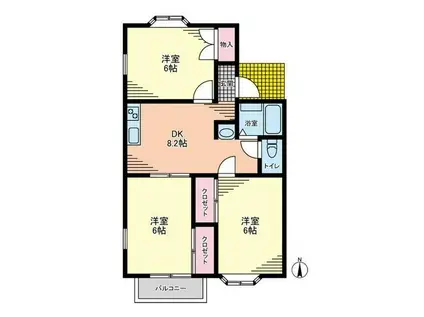 パレス松前台C棟(3DK/2階)の間取り写真