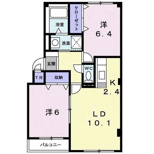 ジェルメ上野(2LDK/2階)の間取り写真