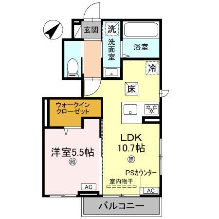 AMULETTE NEXIA COURT(1LDK/1階)の間取り写真