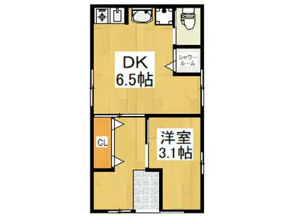 松山1丁目アパート(1DK/1階)の間取り写真