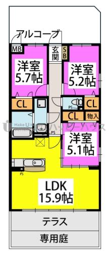 CANOA(3LDK/1階)の間取り写真