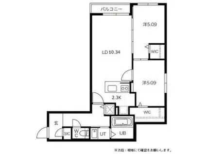グランドサクセス創成川(2LDK/3階)の間取り写真