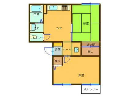 シンワパレス(2DK/2階)の間取り写真