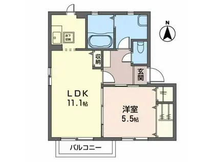 ドミトリースズキC(1LDK/1階)の間取り写真