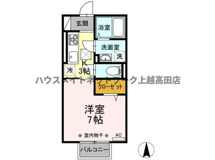 ナゴミエル/エミアス エミアス(1K/2階)の間取り写真