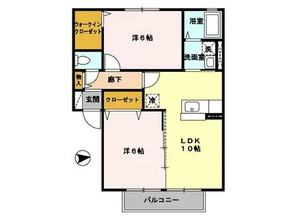 モアリエII号館(2LDK/2階)の間取り写真