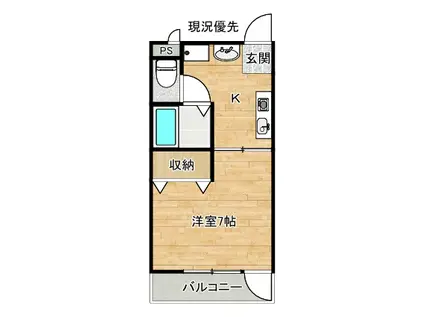 メゾン淞南(1K/4階)の間取り写真