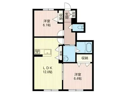 GRAND T・KI棟(2LDK/1階)の間取り写真