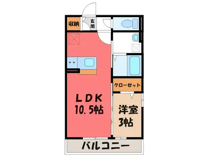 ライデンハイツII(1LDK/2階)の間取り写真