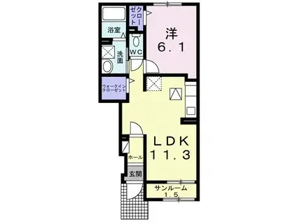 プランドール谷津(1LDK/1階)の間取り写真