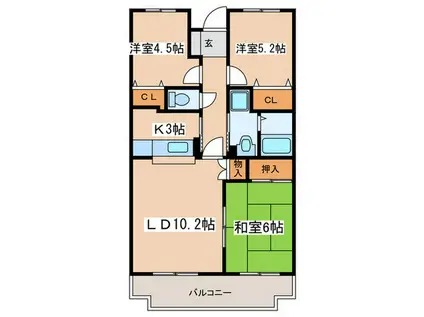 ユアーズホーム舞岡(3LDK/2階)の間取り写真