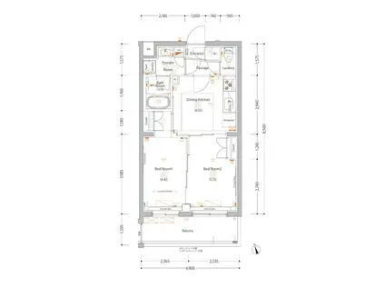 エストゥルース亀戸(2DK/2階)の間取り写真