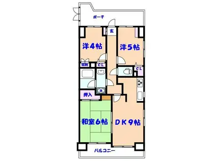 シティプラザ市川(3DK/4階)の間取り写真