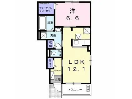 クレシェンド ラブ II(1LDK/1階)の間取り写真
