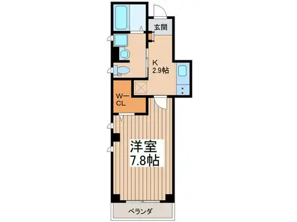 ラシーネ平井II(1K/2階)の間取り写真