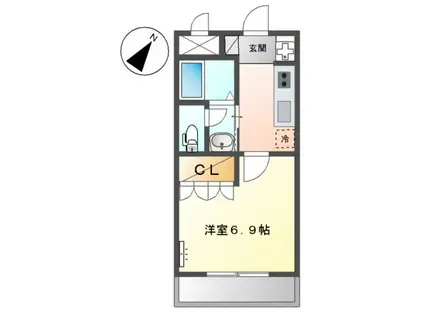 コンフォール戸手(1K/3階)の間取り写真