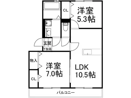 SAINT-FLEUR(2LDK/2階)の間取り写真