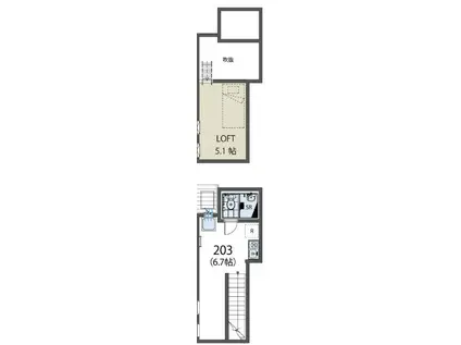 シエスタヴィラ代田橋エルプエブロ N棟(1K/2階)の間取り写真