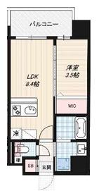 LUXE玉造南(1LDK/13階)の間取り写真