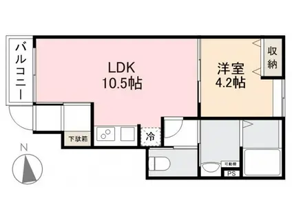 ヴェルグレイヴィア元山(1LDK/1階)の間取り写真