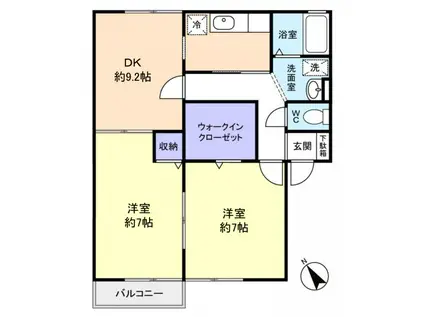 エスポワール(2DK/2階)の間取り写真