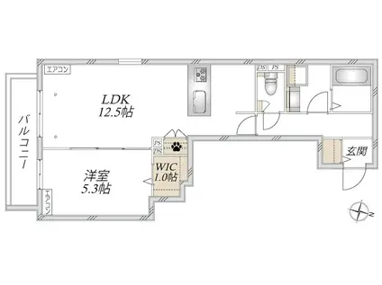 浦和区仲町2丁目メゾン(1LDK/2階)の間取り写真