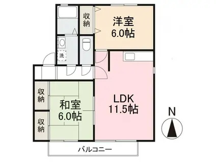 レイクメーゾン(2LDK/1階)の間取り写真