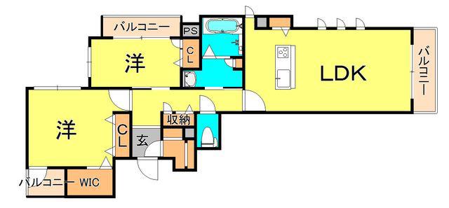 シャーメゾンガーデンズ芦屋平田町(2LDK/3階)の間取り写真