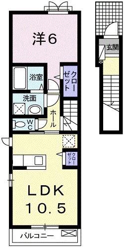 メゾン エトワール(1LDK/2階)の間取り写真