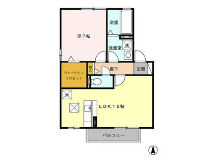 リビングタウン八日市場C棟(1LDK/1階)の間取り写真