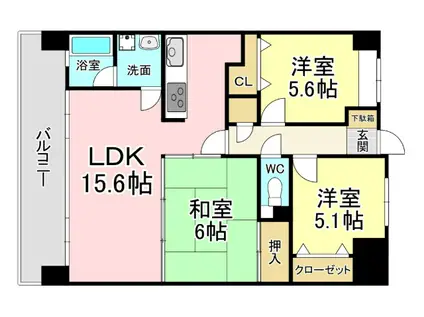 ニューガイア四季彩の丘(3LDK/3階)の間取り写真