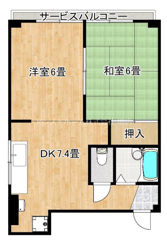 シャトーレインボー(2DK/5階)の間取り写真