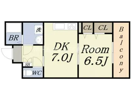 富士プラザV(1DK/7階)の間取り写真
