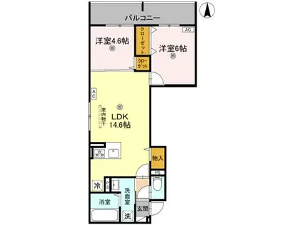 GRAMM北浜(2LDK/2階)の間取り写真