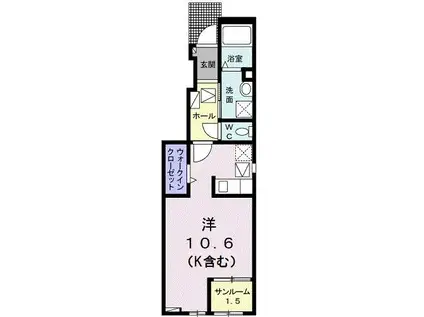 リラッサンテ(ワンルーム/1階)の間取り写真